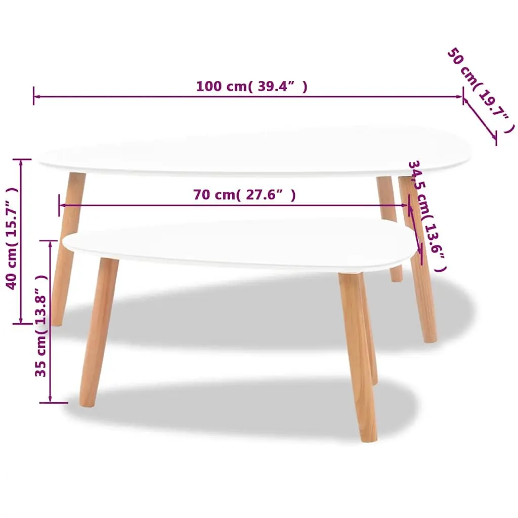 Coffee Table Set 2 Pieces Living Room Scandinavian Style