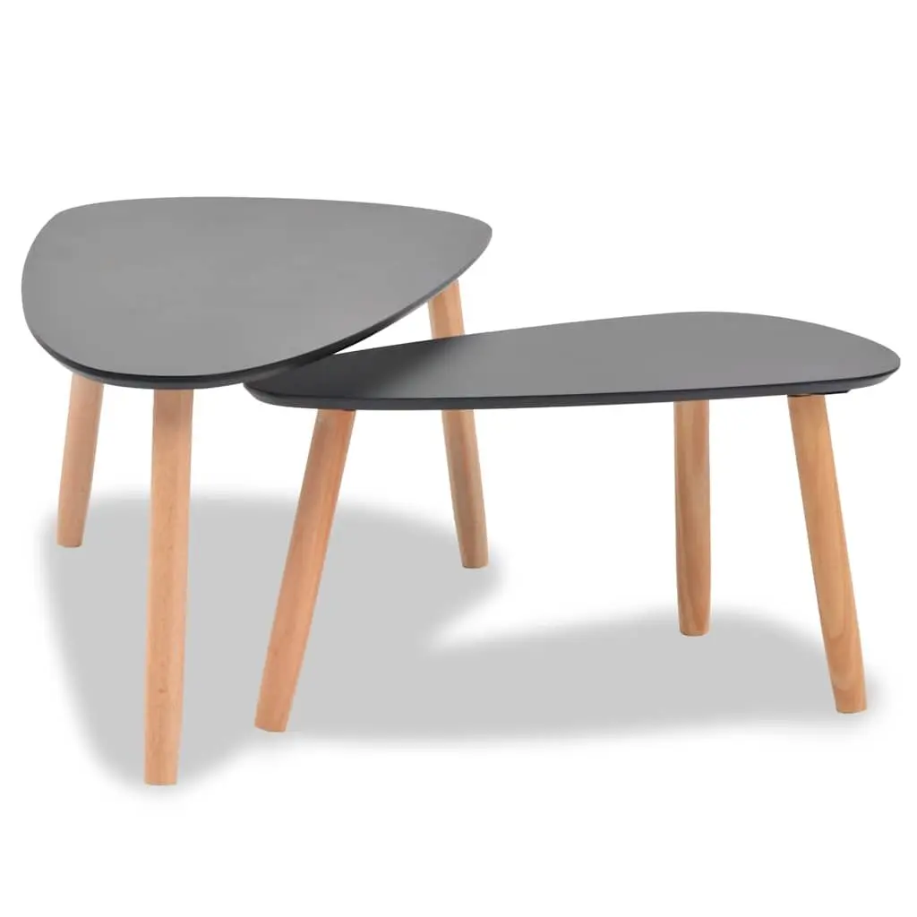 Coffee Table Set 2 Pieces Scandinavian Style Living Room Accent Furniture Black