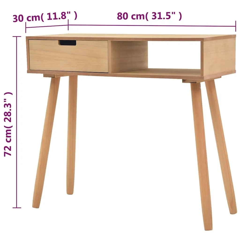 Console Table Solid Pinewood End Table Living Room Accent Furniture Brown