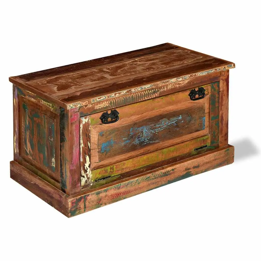 Shoe Storage Bench Solid Reclaimed Wood Entryway Hall Seating with Interior