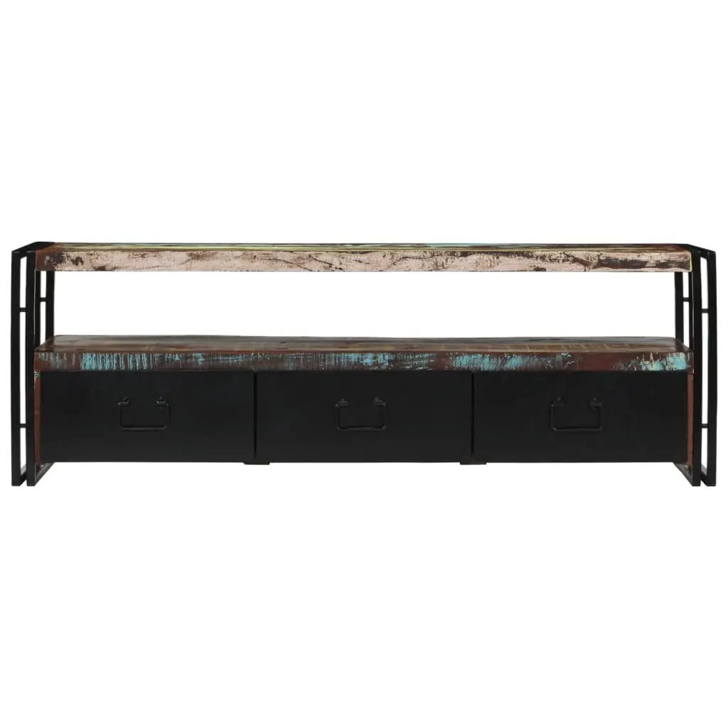 TV Cabinet Solid Reclaimed Wood Industrial Style Antique Drawers Shelf Unit