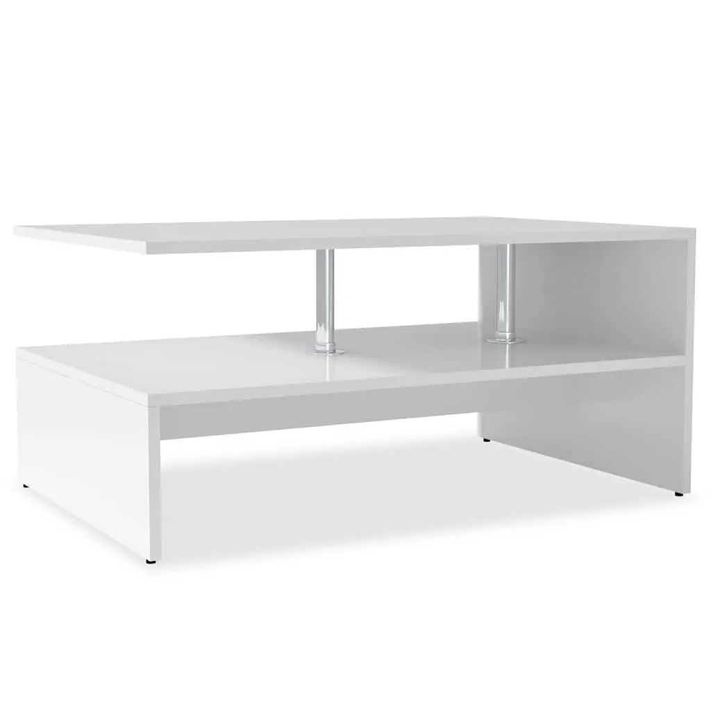White Two-Shelf Coffee Table for Living Rooms