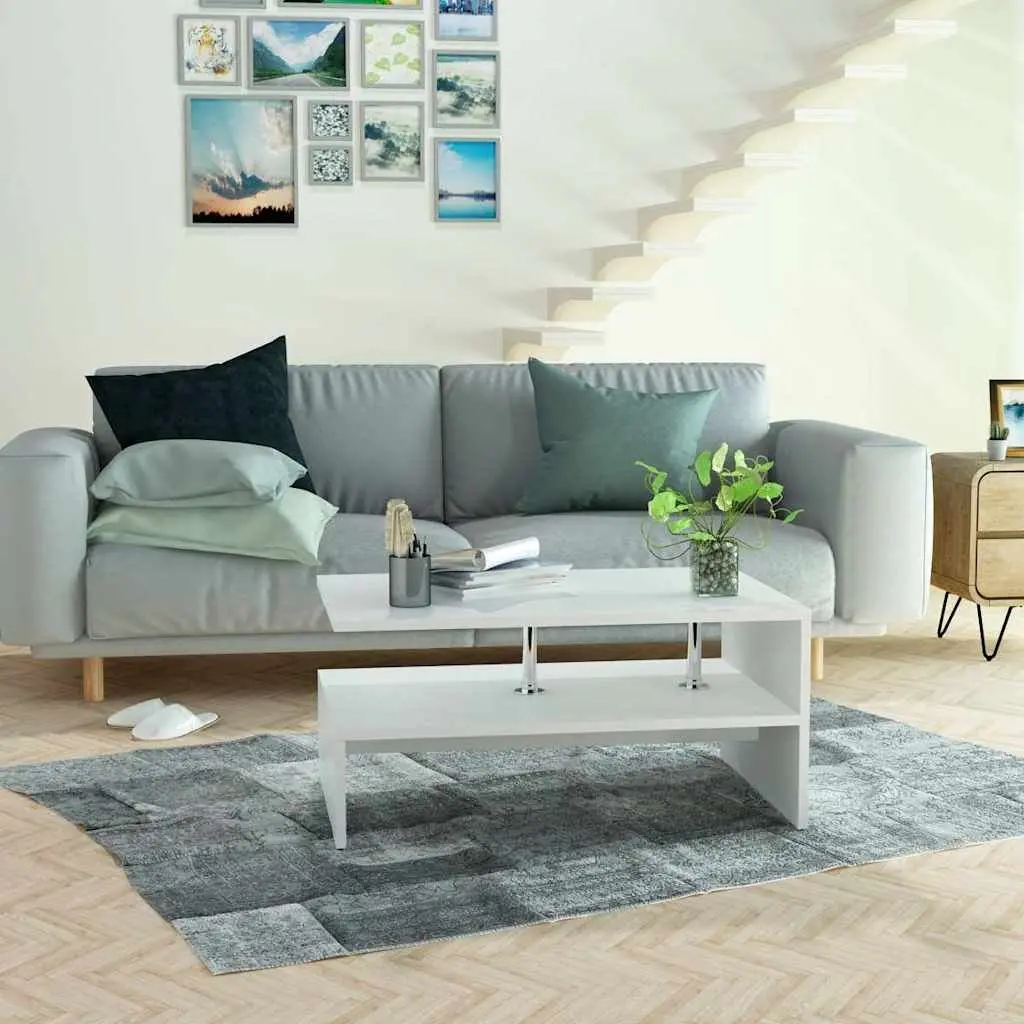 White Two-Shelf Coffee Table for Living Rooms
