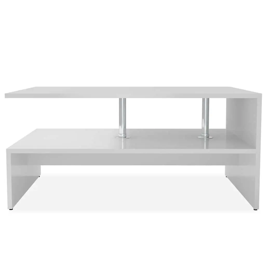 White Two-Shelf Coffee Table for Living Rooms