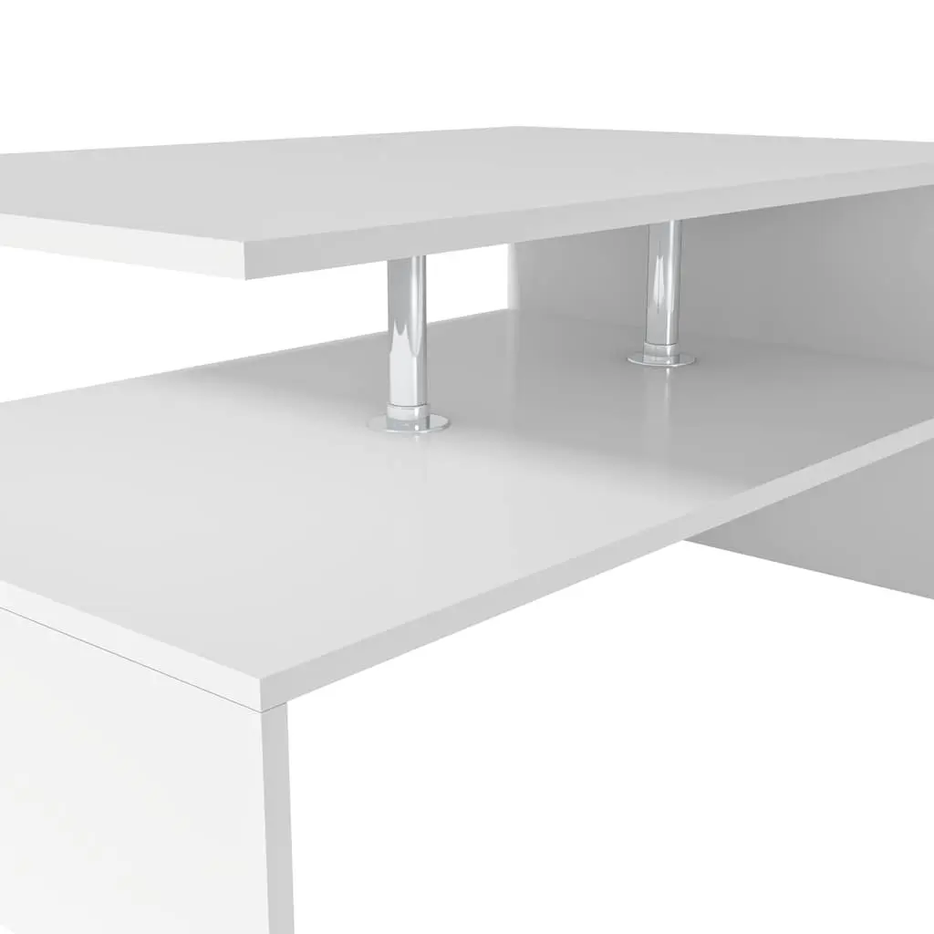 White Two-Shelf Coffee Table for Living Rooms