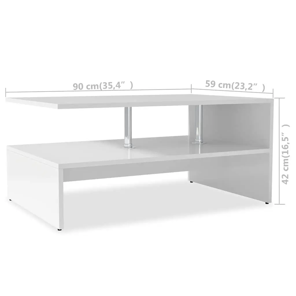 White Two-Shelf Coffee Table for Living Rooms