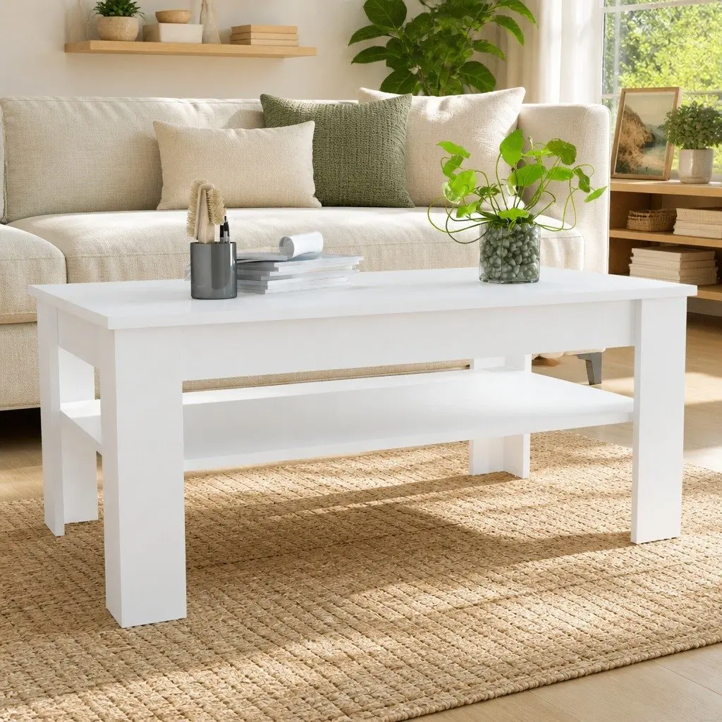 White Coffee Table with Storage