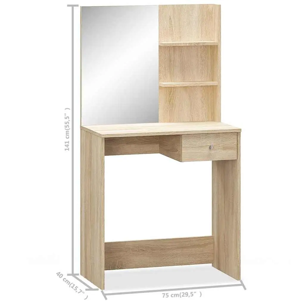Dressing Table Bedroom Vanity Unit Engineered Wood Storage Drawer Shelving