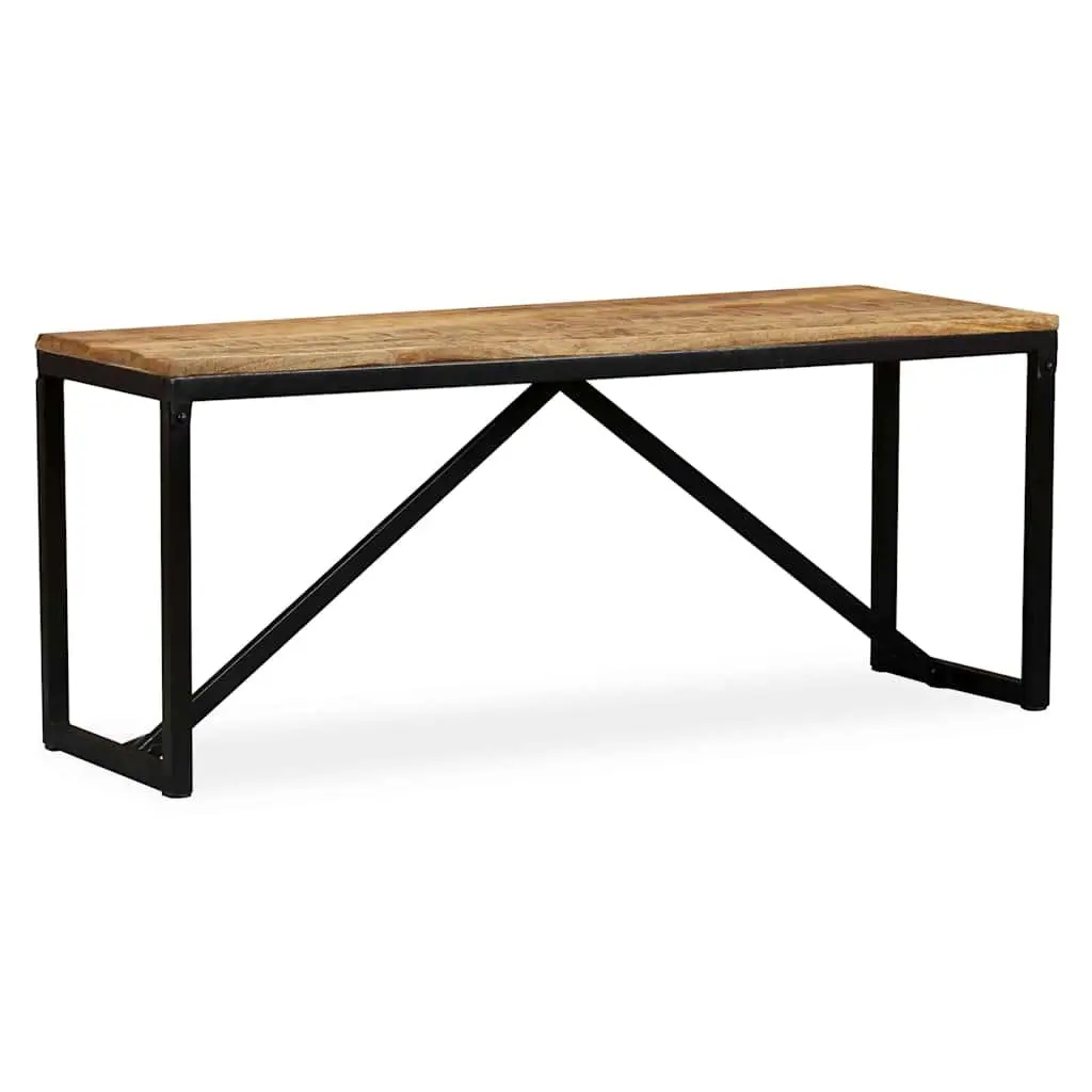 Solid Mango Wood Bench Industrial Entryway Furniture 110 x 35 x 45 cm Brown