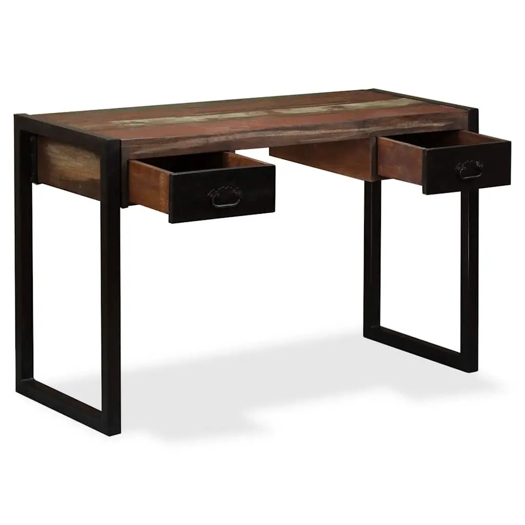 Desk with 2 Drawers Solid Reclaimed Wood Industrial Vintage Home Office