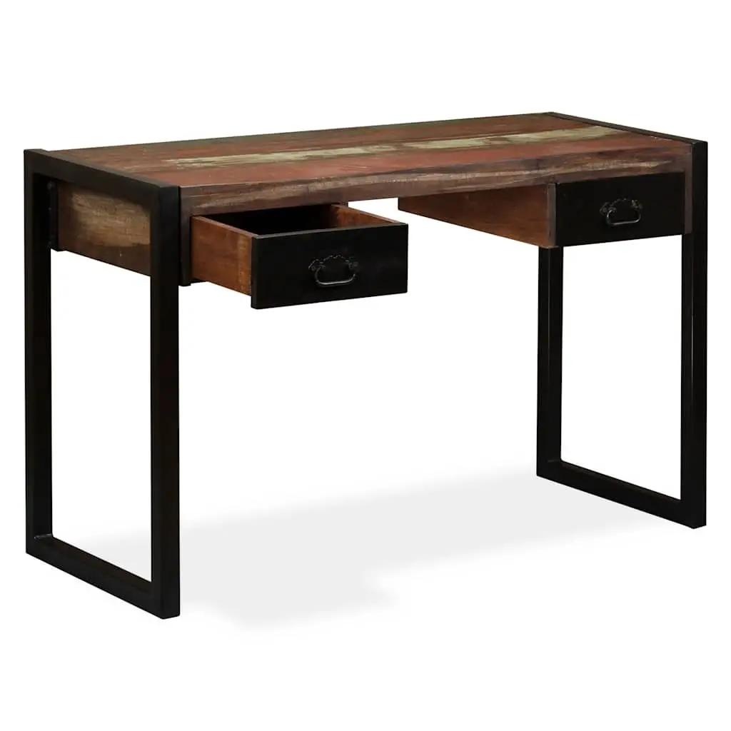 Desk with 2 Drawers Solid Reclaimed Wood Industrial Vintage Home Office