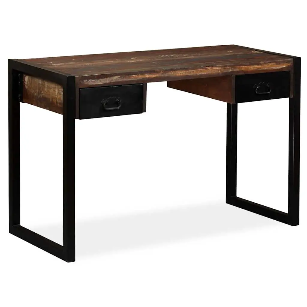 Desk with 2 Drawers Solid Reclaimed Wood Industrial Vintage Home Office