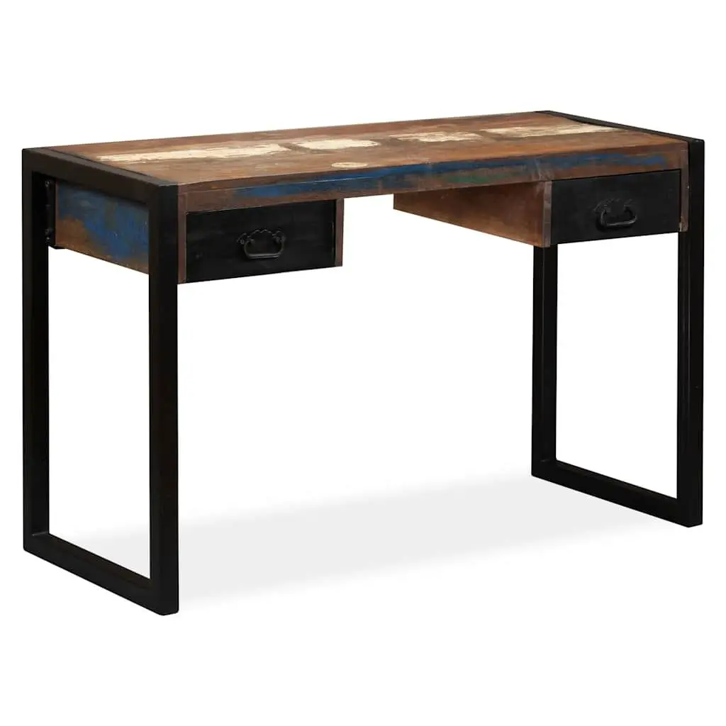Desk with 2 Drawers Solid Reclaimed Wood Industrial Vintage Home Office