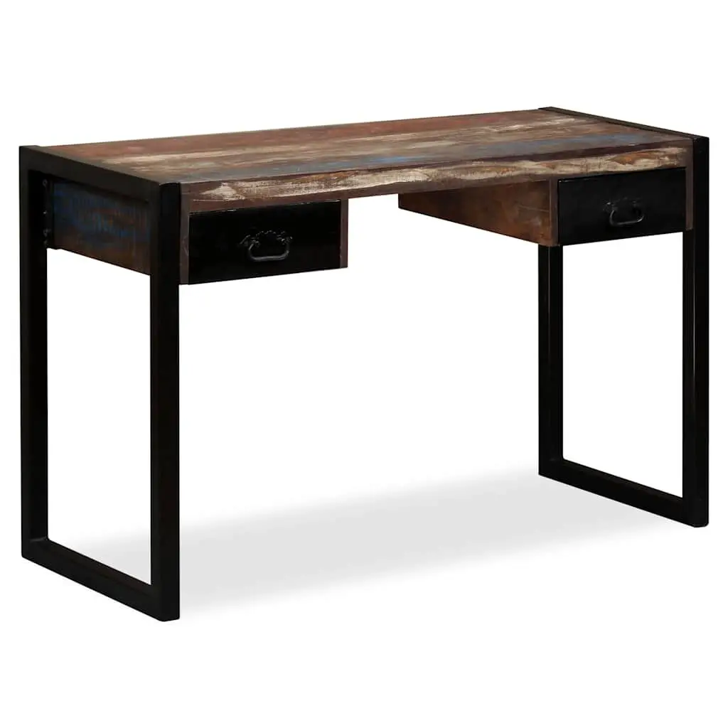 Desk with 2 Drawers Solid Reclaimed Wood Industrial Vintage Home Office