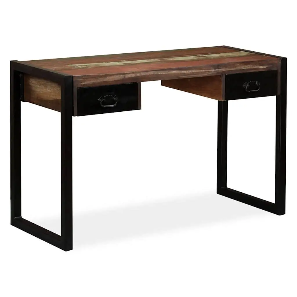 Desk with 2 Drawers Solid Reclaimed Wood Industrial Vintage Home Office