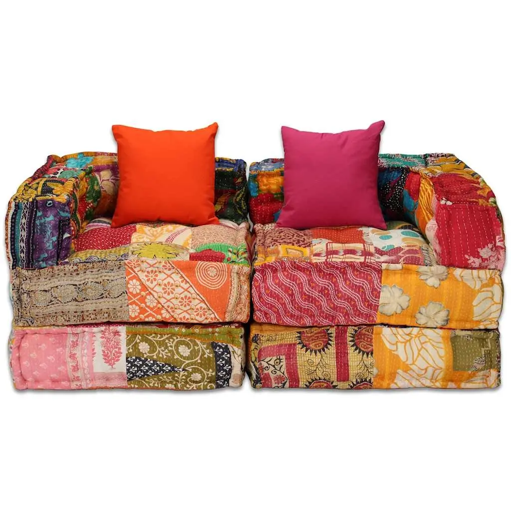 2-Seater Modular Patchwork Pouffe