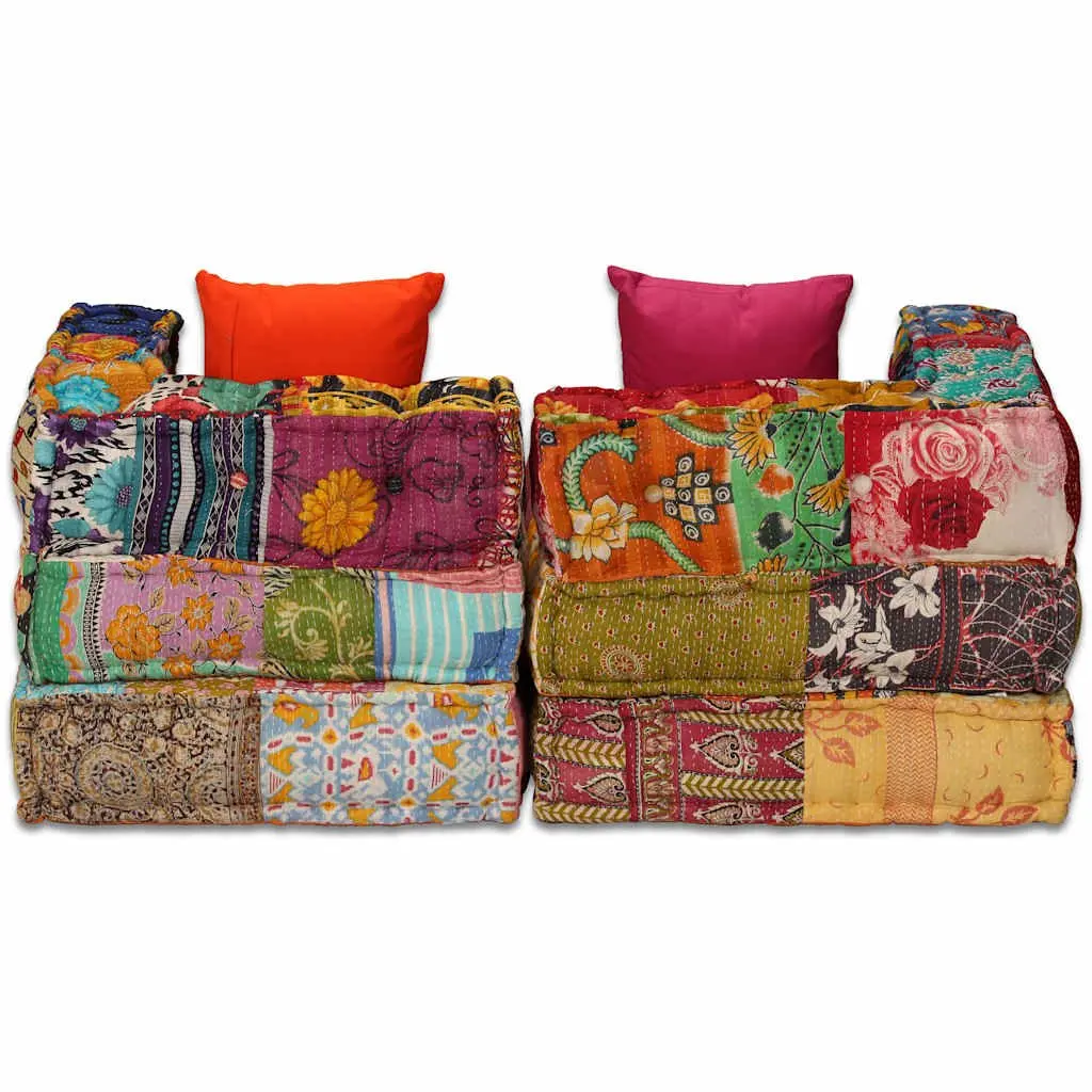 2-Seater Modular Patchwork Pouffe