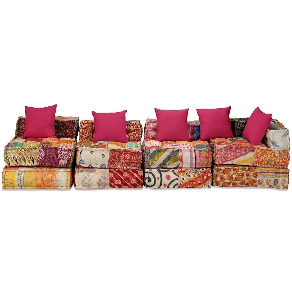 4-Seater Modular Patchwork Pouffe