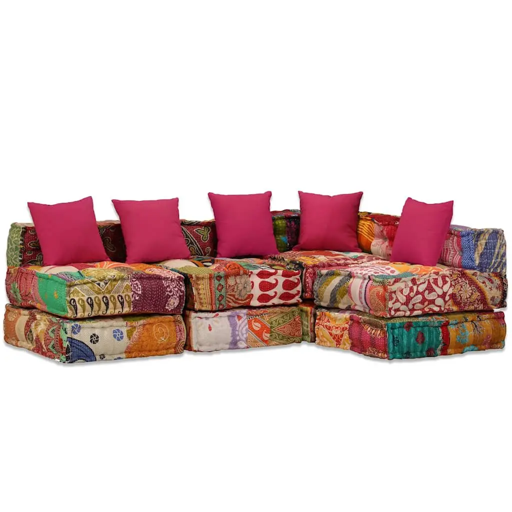4-Seater Modular Patchwork Pouffe