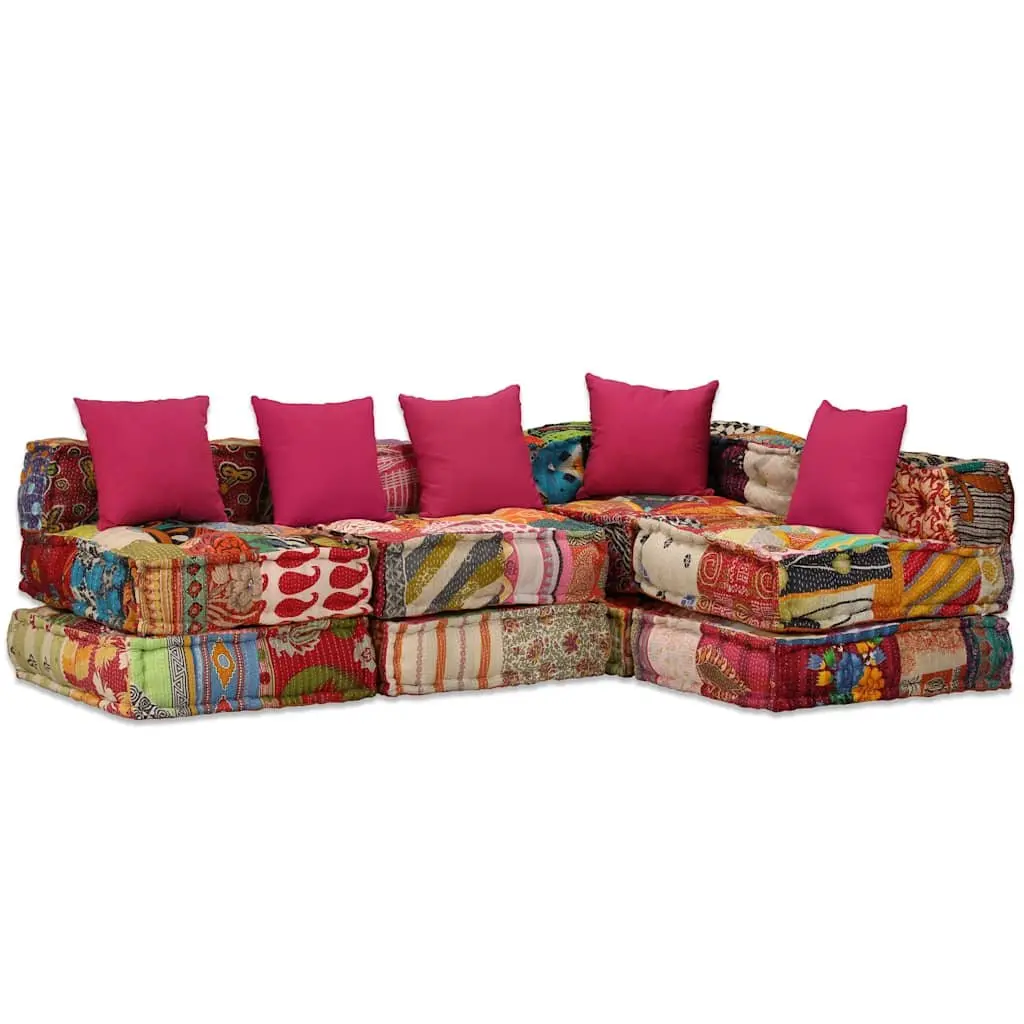 4-Seater Modular Patchwork Pouffe