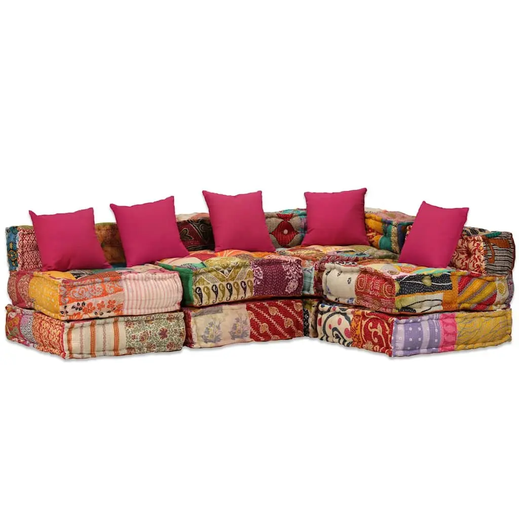 4-Seater Modular Patchwork Pouffe