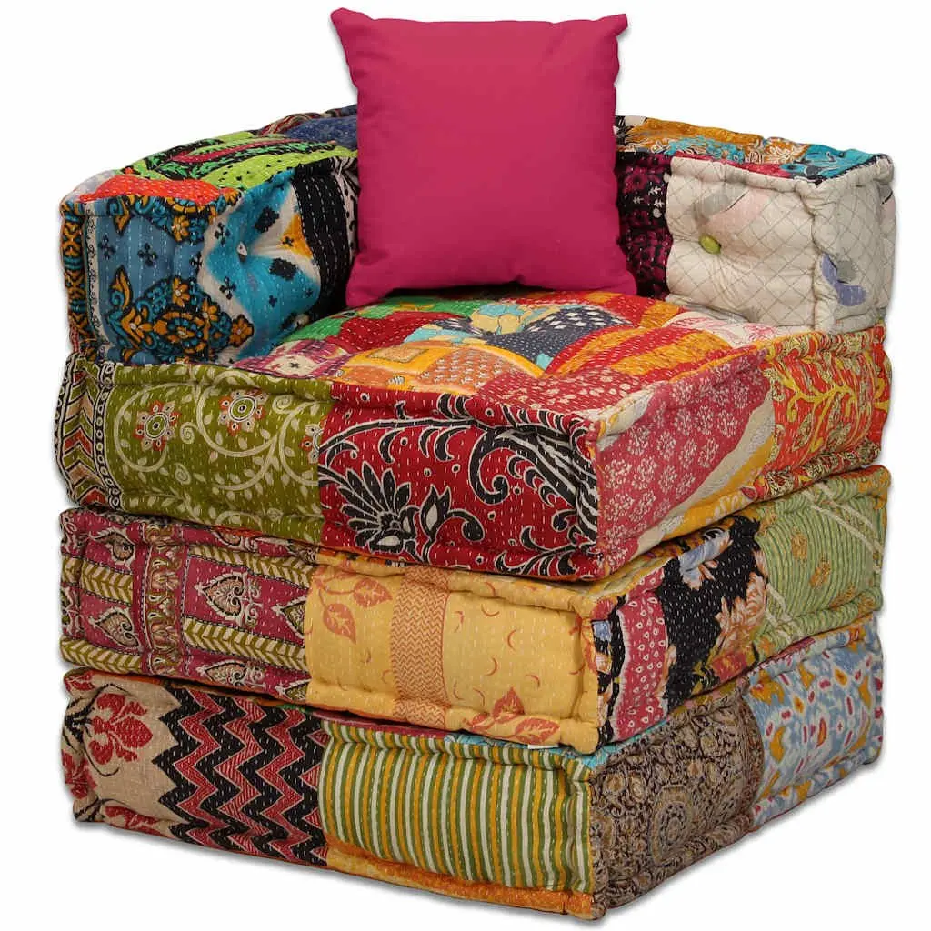 4-Seater Modular Patchwork Pouffe