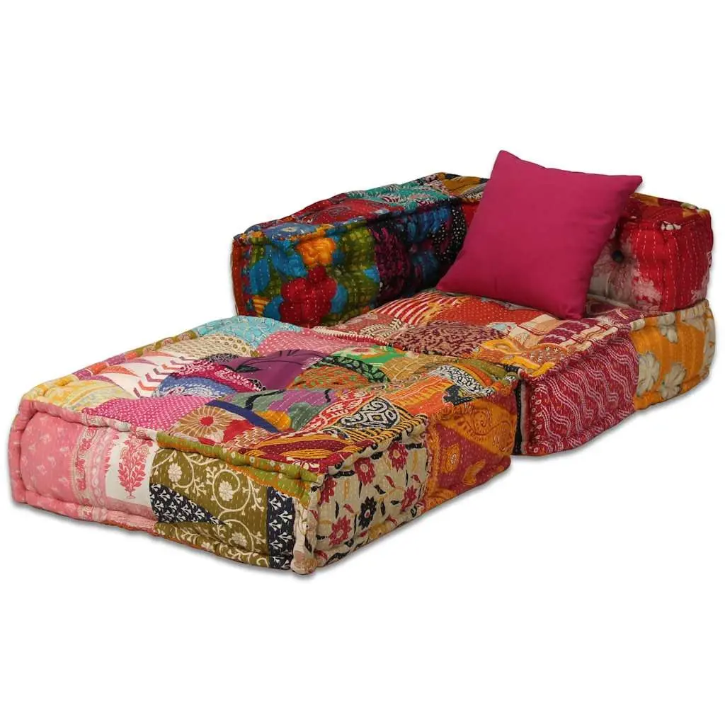 4-Seater Modular Patchwork Pouffe