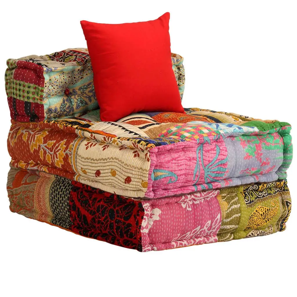 3-Seater Modular Patchwork Pouffe Sofa
