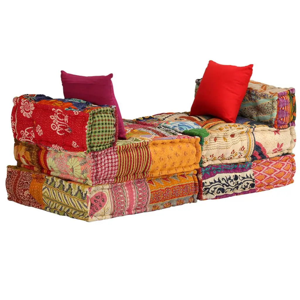 3-Seater Modular Patchwork Pouffe Sofa