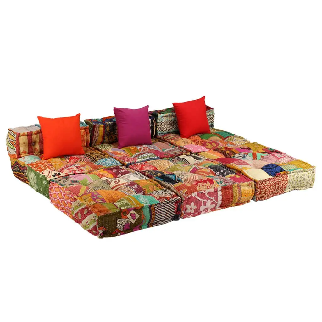 3-Seater Modular Patchwork Pouffe Sofa
