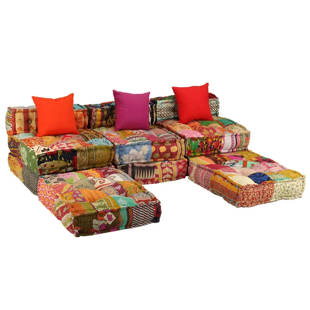 3-Seater Modular Patchwork Pouffe Sofa