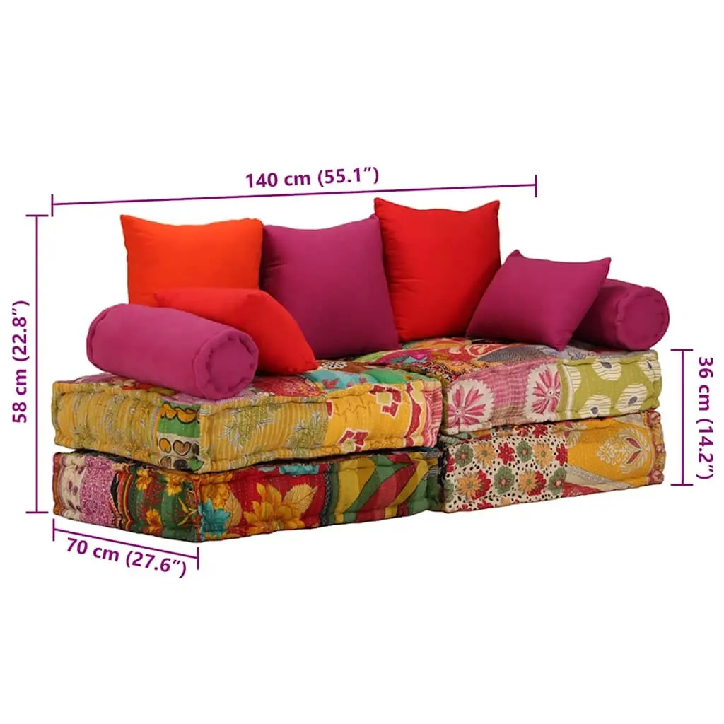 2-Seater Modular Pouffe Sofa Bed
