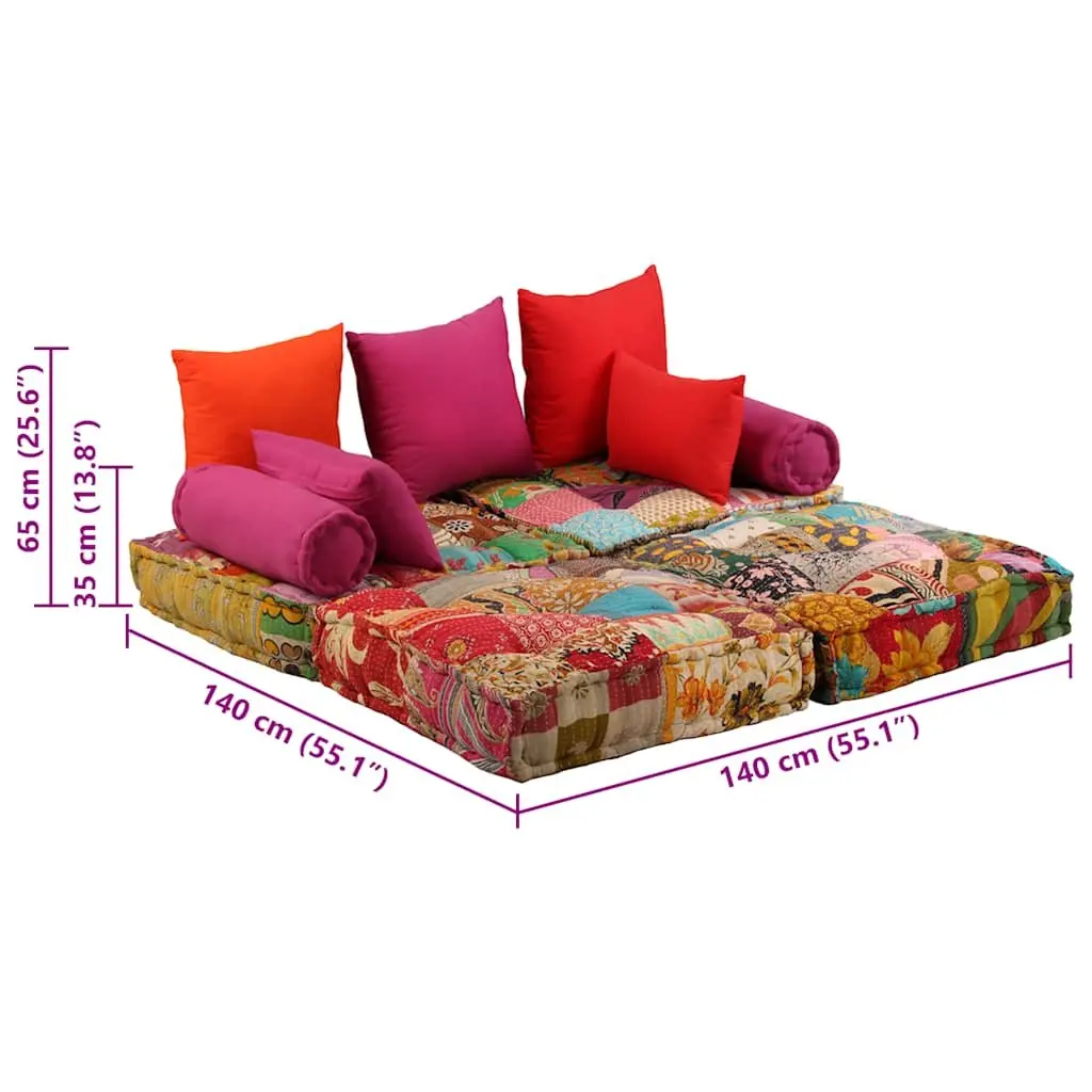 2-Seater Modular Pouffe Sofa Bed