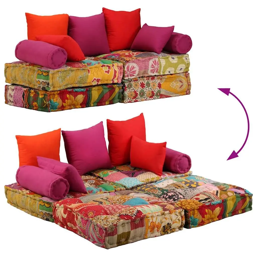 2-Seater Modular Pouffe Sofa Bed