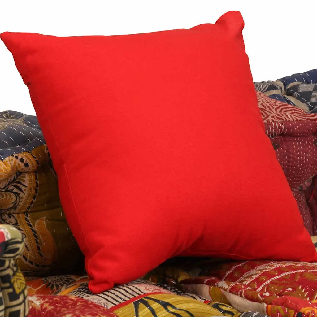 2-Seater Modular Pouffe Patchwork Fabric Multicolour Living Room Sofa Seat
