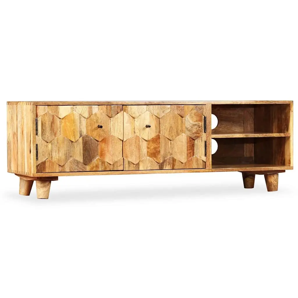 TV Cabinet Lowboard Solid Mango Wood Living Room Storage Unit Brown 118x35x40cm