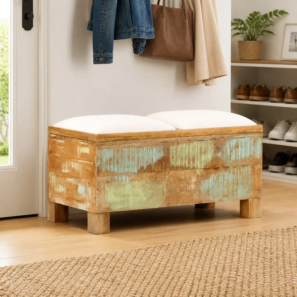 Solid Reclaimed Wood Storage Bench