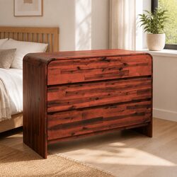 3 Drawer Chest of Drawers Solid Acacia Wood Brown 90x37x75cm