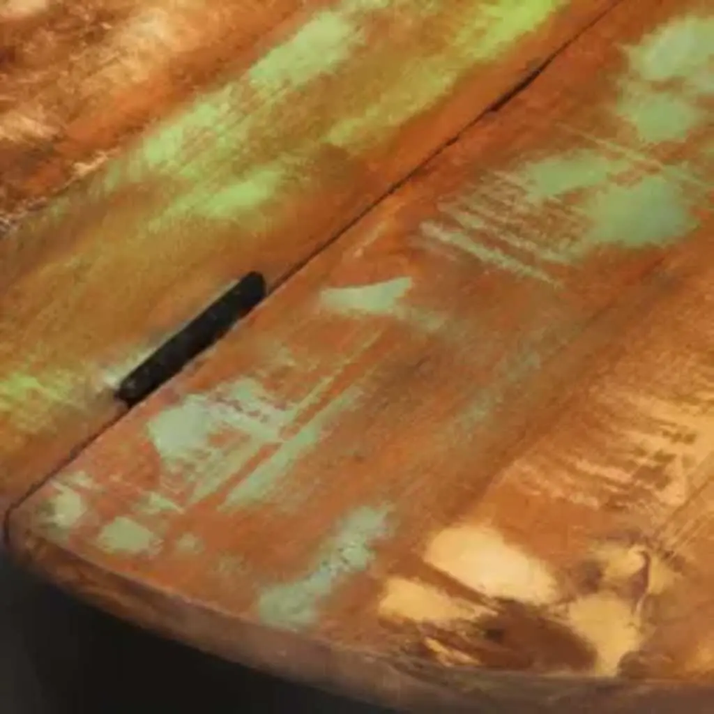 Coffee Table Solid Reclaimed Wood Black Bowl Shape Industrial Design Storage