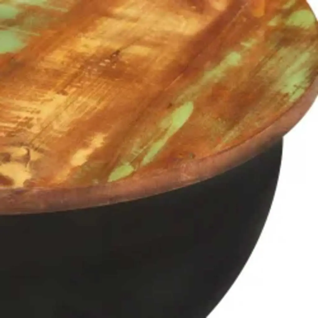 Coffee Table Solid Reclaimed Wood Black Bowl Shape Industrial Design Storage