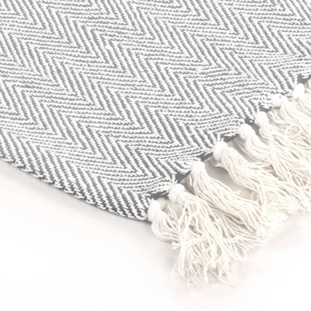 Cotton Throw Blanket Grey Herringbone 125x150 cm Machine Washable