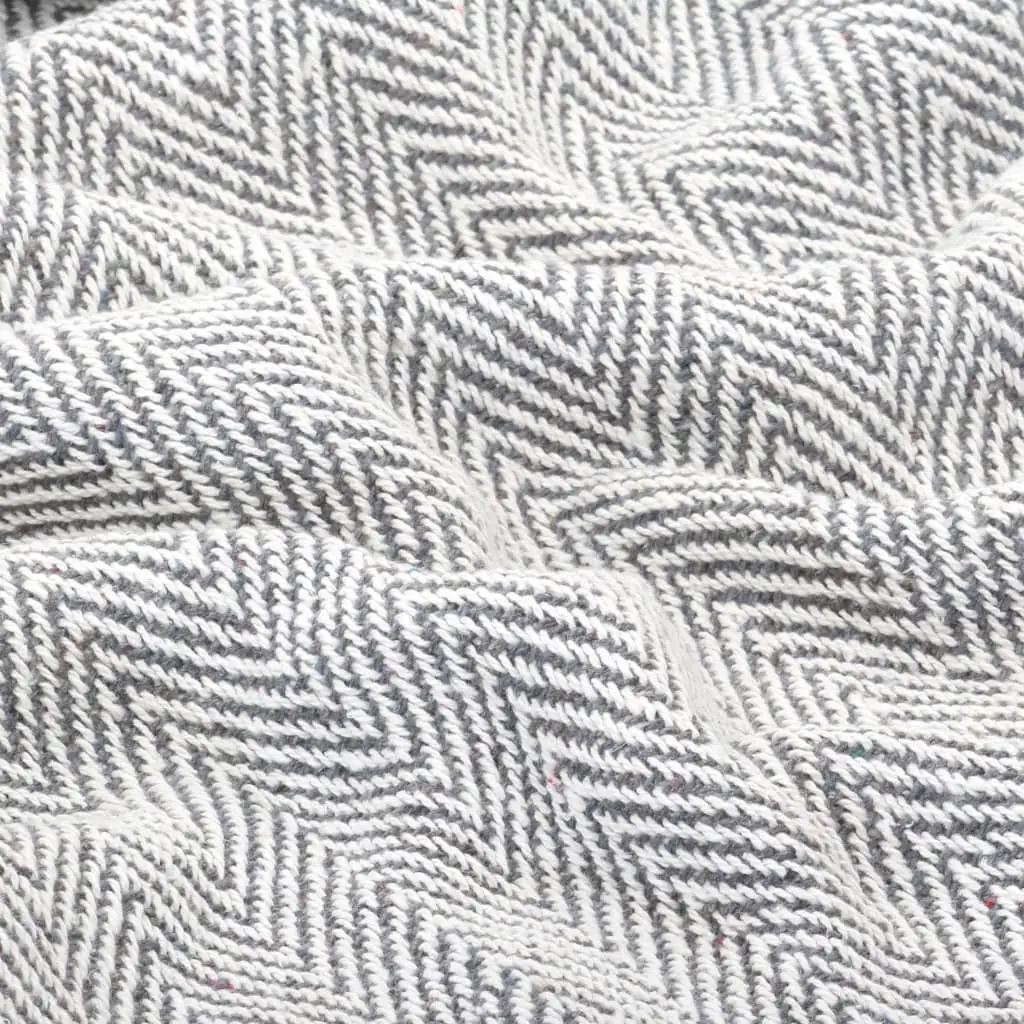 Cotton Throw Blanket Grey Herringbone 125x150 cm Machine Washable