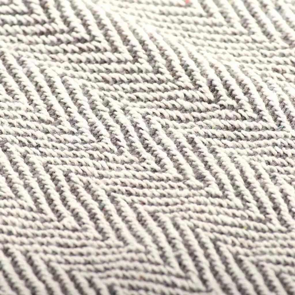 Cotton Throw Blanket Herringbone Grey 160x210 cm Soft for Sofa Bed Chair