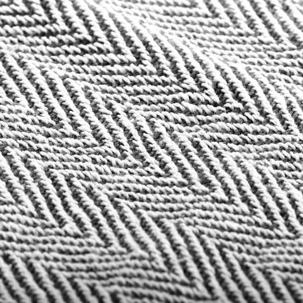Cotton Throw Blanket 125x150cm Herringbone Plaid Navy Blue