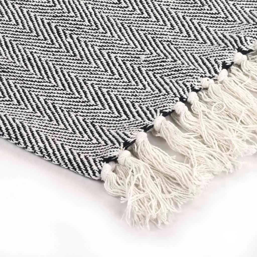 Cotton Herringbone Throw Blanket 160x210cm Navy Blue Sofa Bed Chair Cover
