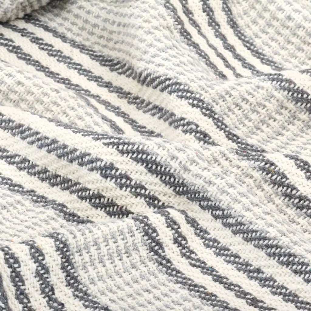 Cotton Throw Blanket for Sofa Bed Chair 160x210 cm Grey White Stripes