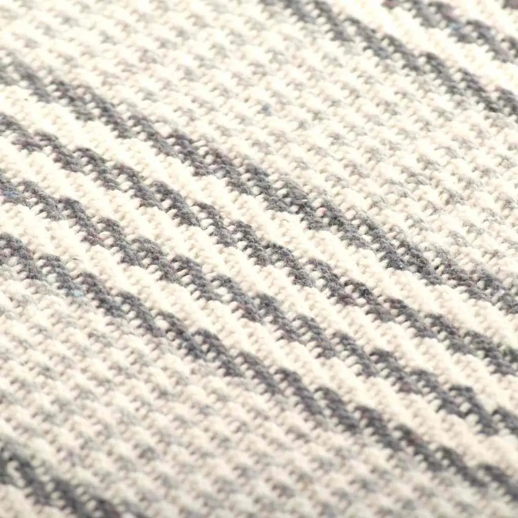 Cotton Throw Blanket 220x250 cm Grey White Striped Soft Plaid Tassel Sofa Bed