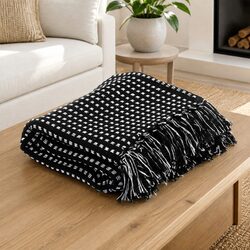 Specifications of a 125x150 cm Black Cotton Throw Blanket
