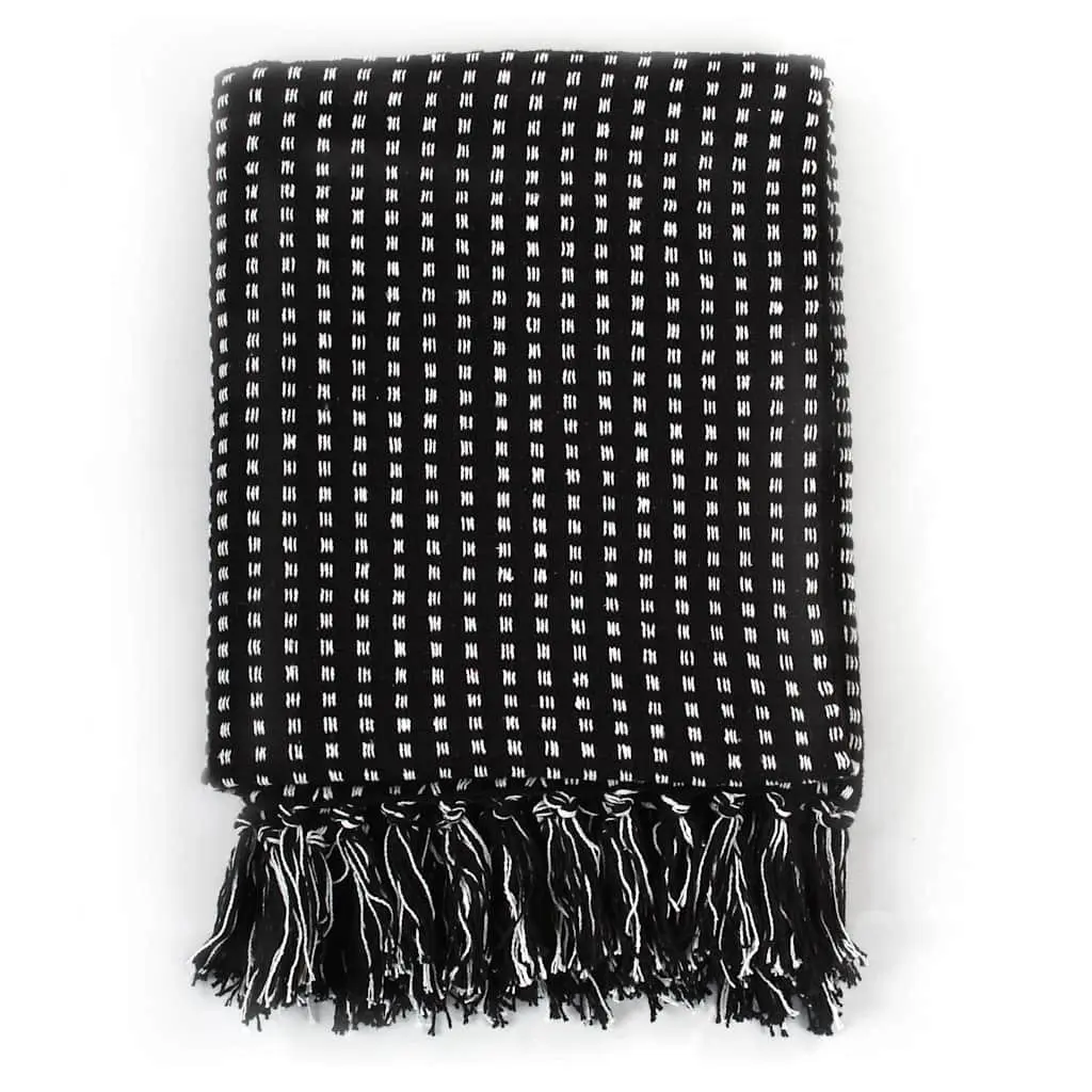 Cotton Throw Blanket 125x150 cm Plaid Design Tassel Black Sofa Bed Chair Cover