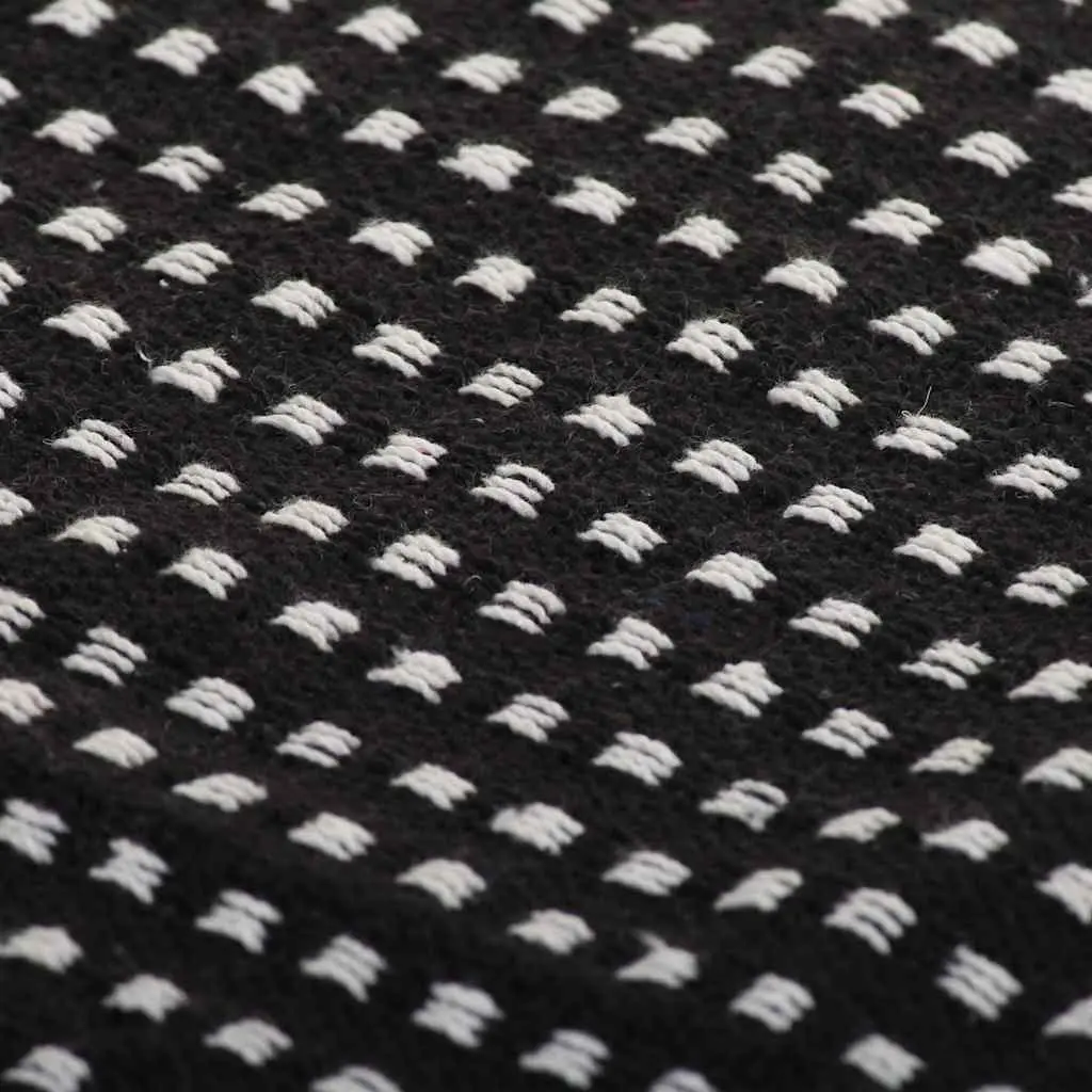 Cotton Throw Blanket Sofa Bed Chair 160x210 cm Black Plaid Soft Tassels